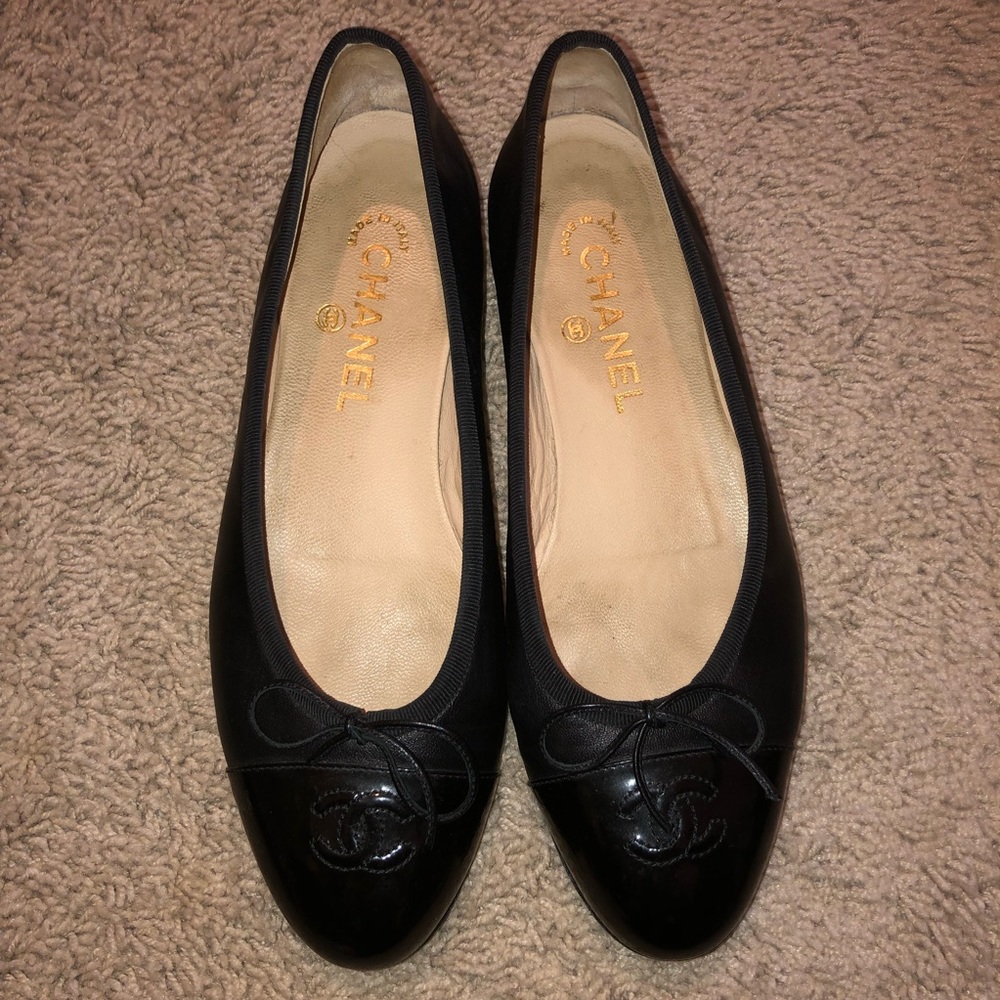 Black Chanel flats
